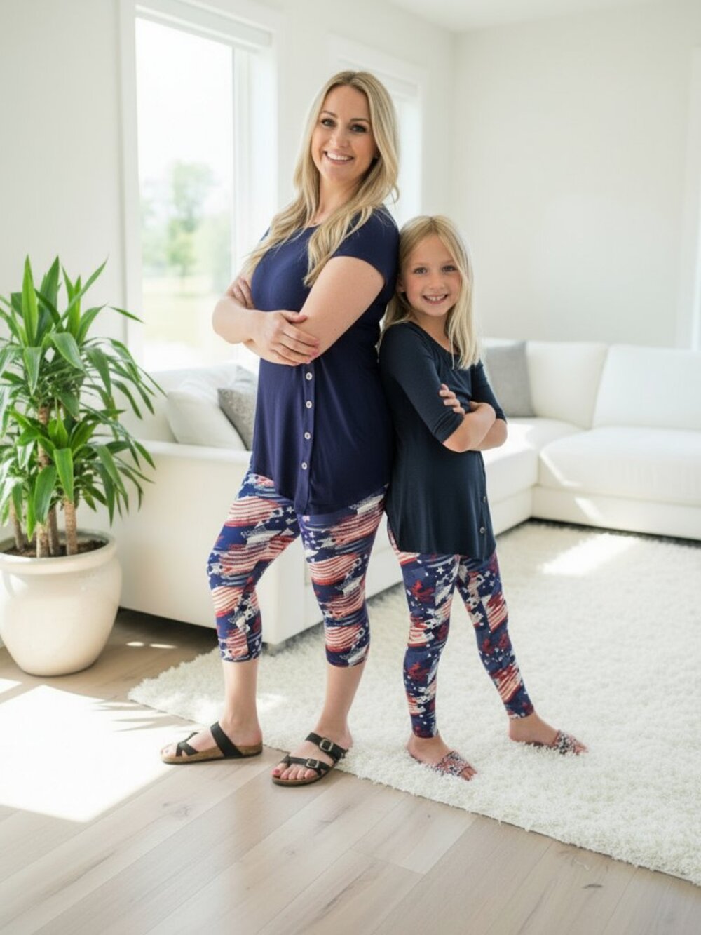 American Flag Leggings, Women and Girls, 4th of July Red White Blue Outfits NEW
